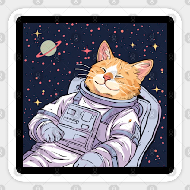 Astronaut Cat Sticker by peculiarbutcute